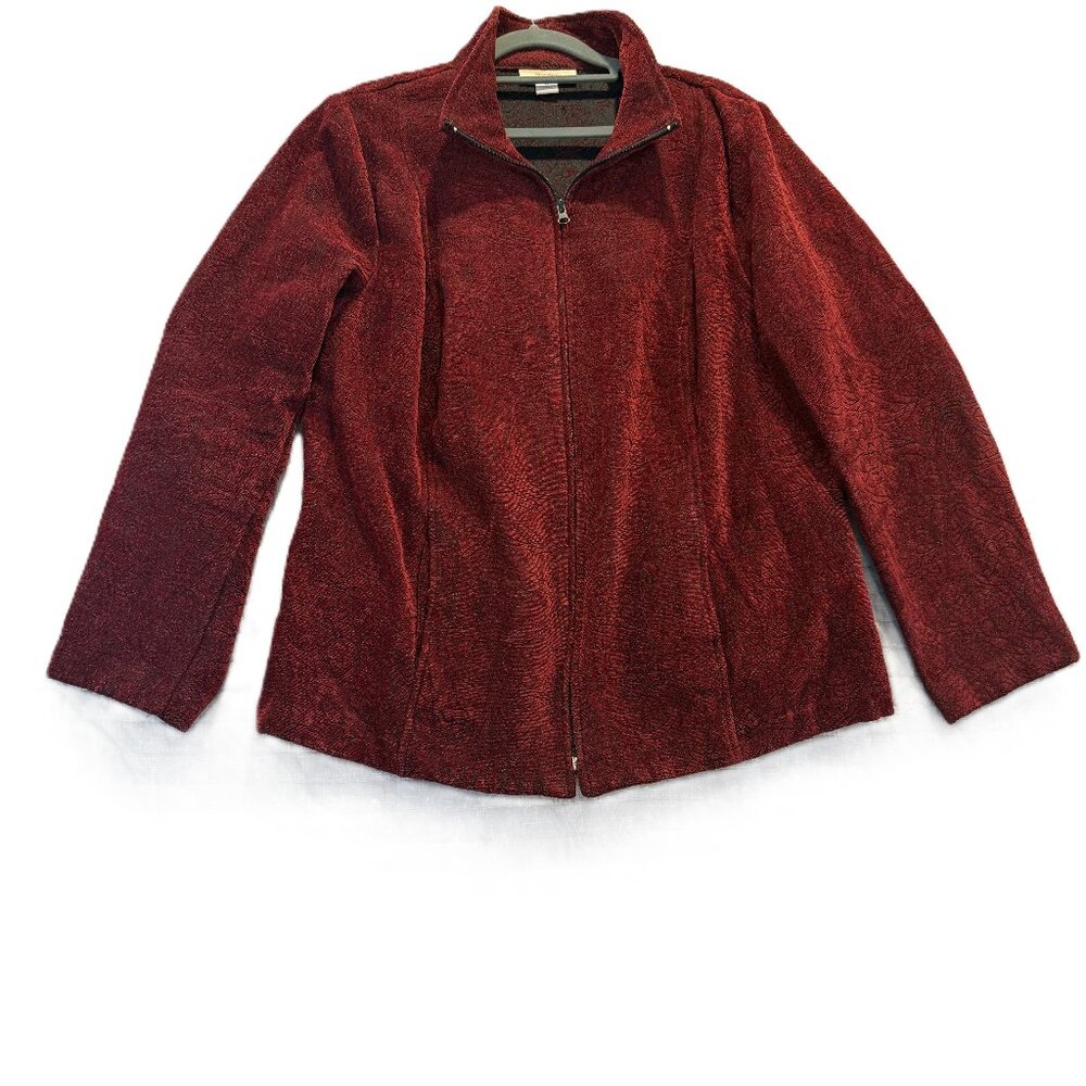 Taylored Zip Blazer, Patterned, Red